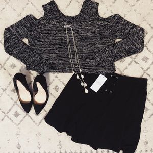 Cold shoulder sweater